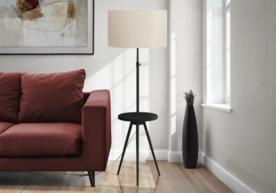 LIGHTING - 63"H TRIPOD FLOOR LAMP BLACK METAL / USB