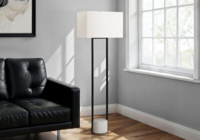 LIGHTING - 62"H FLOOR LAMP BLACK METAL / IVORY