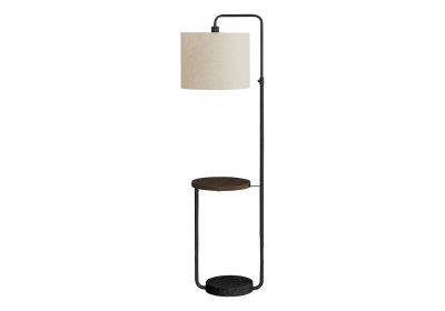 LIGHTING - 67"H FLOOR LAMP BLACK METAL / BEIGE / USB