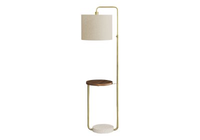 LIGHTING - 67"H FLOOR LAMP BRASS METAL / BEIGE / USB
