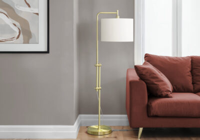 LIGHTING - 63"H FLOOR LAMP BRASS METAL / IVORY SHADE