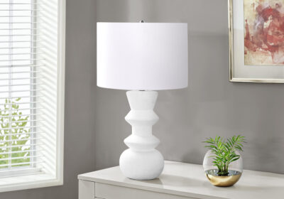 LIGHTING - 26"H TABLE LAMP CREAM CERAMIC / IVORY SHADE