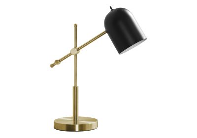 LIGHTING - 18"H TABLE LAMP BRASS METAL / BLACK SHADE