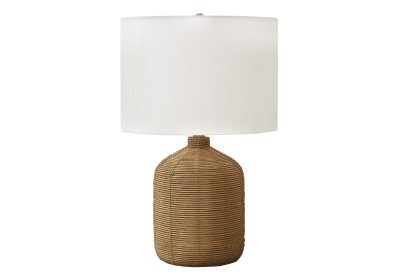 LIGHTING - 23"H TABLE LAMP BROWN RATTAN / BEIGE SHADE
