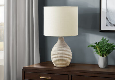 LIGHTING - 17"H TABLE LAMP IVORY RESIN / IVORY SHADE