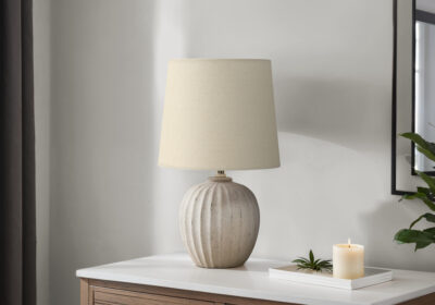 LIGHTING - 19"H TABLE LAMP BEIGE RESIN / BEIGE SHADE