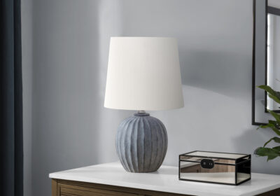 LIGHTING - 19"H TABLE LAMP GREY RESIN / IVORY SHADE