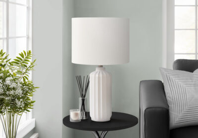 LIGHTING - 23"H TABLE LAMP CREAM CERAMIC / IVORY SHADE