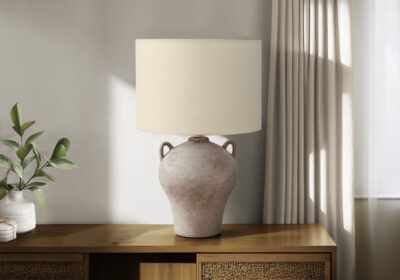 LIGHTING - 22"H TABLE LAMP BEIGE CERAMIC / BEIGE SHADE
