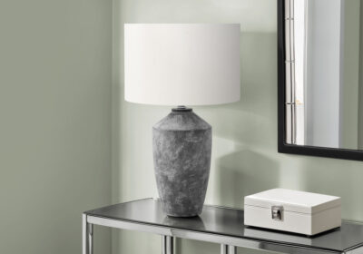 LIGHTING - 25"H TABLE LAMP GREY CONCRETE / IVORY SHADE