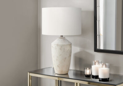 LIGHTING - 25"H TABLE LAMP IVORY CONCRETE / IVORY SHADE