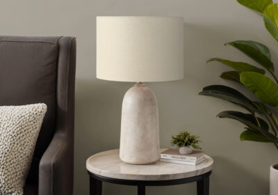 LIGHTING - 27"H TABLE LAMP BEIGE CERAMIC / BEIGE SHADE
