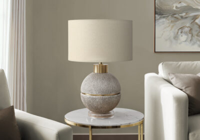 LIGHTING - 26"H TABLE LAMP BROWN / GOLD RESIN / BEIGE
