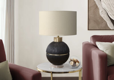 LIGHTING - 26"H TABLE LAMP BLACK / GOLD RESIN / BEIGE