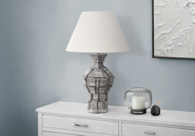 LIGHTING - 28"H TABLE LAMP GREY RESIN / IVORY SHADE