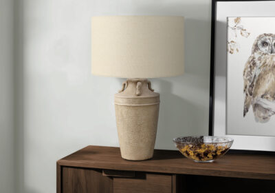 LIGHTING - 28"H TABLE LAMP BEIGE CERAMIC / BEIGE SHADE