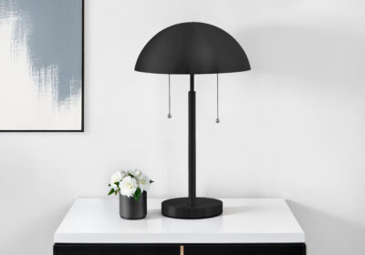 LIGHTING - 20"H TABLE LAMP BLACK METAL / METAL SHADE